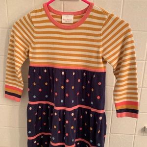 Hanna Andersson knit long-sleeved dress.  110cms